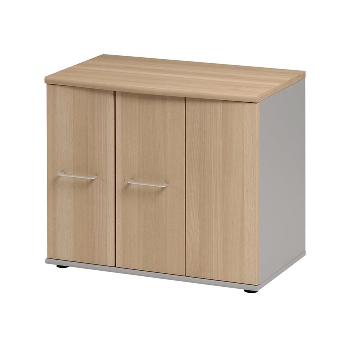 AUFBEWAHRUNG mit 3 Türen Jazz - Französische Herstellung - 120/80/74 cm - Eschefarben, Holzwerkstoff (80/74/80cm) - Calicosy