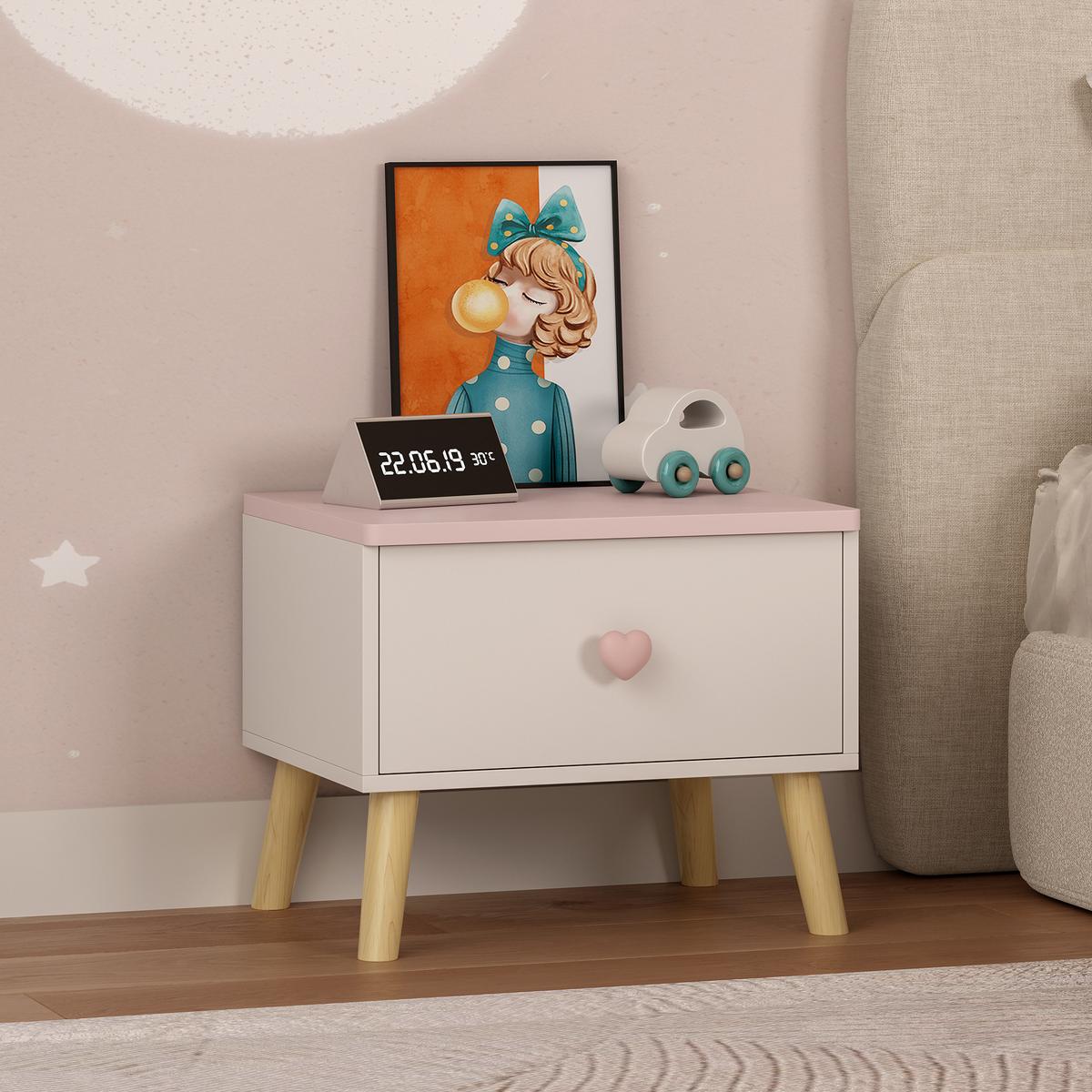 KINDERNACHTTISCH Sandnes - Rosa/Weiß, Holz/Holzwerkstoff (38/31/30cm) - [en.casa]