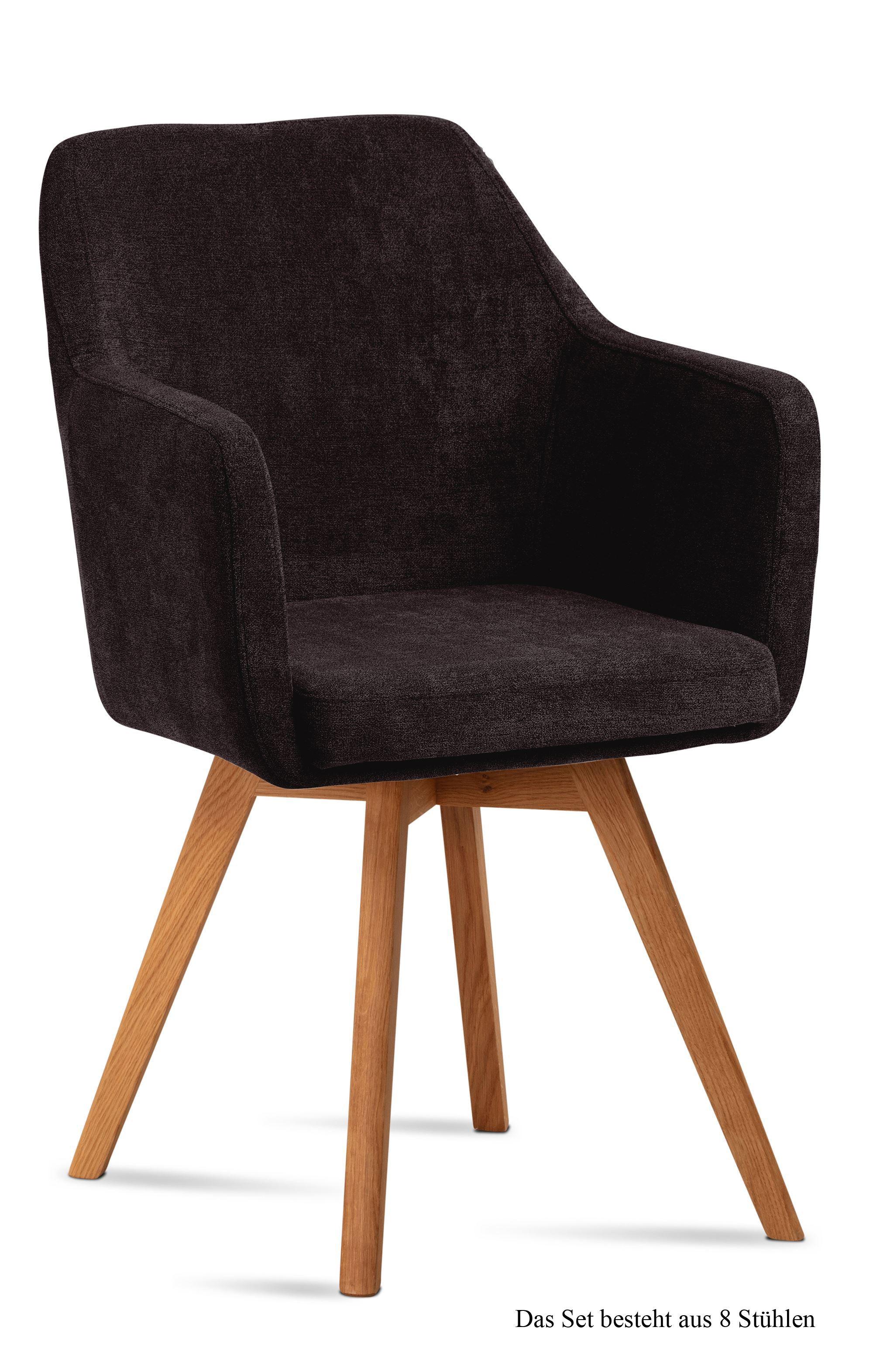 ARMLEHNSTUHL (8er-Set) Dolli 57x87x60 Eiche geölt/Espresso - Eichefarben/Dunkelbraun, Kunststoff (60/87/57cm) - 58aufmkessel