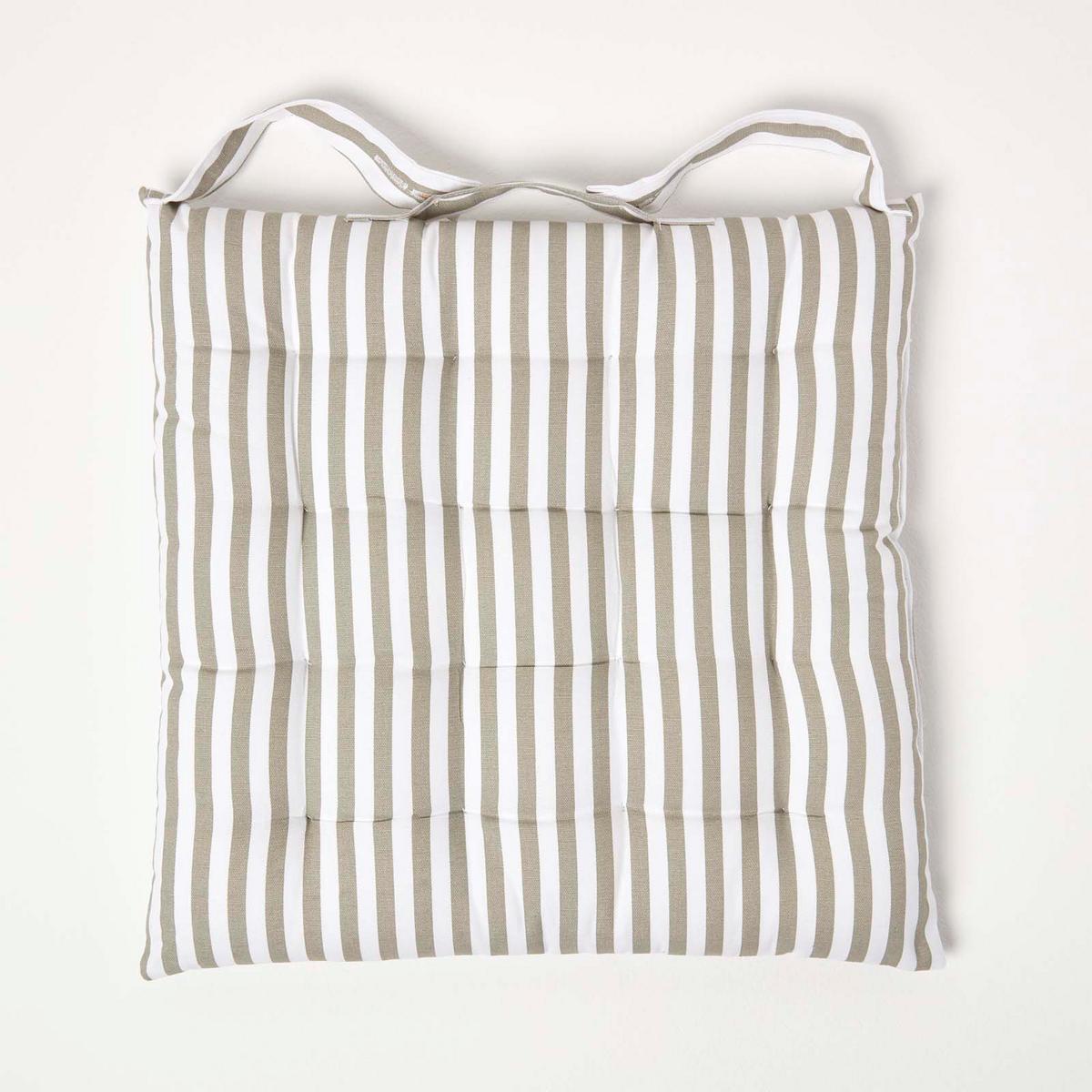 STUHLKISSEN 4er-Set, 40/40/5 cm grau-weiß gestreift - Grau, Textil (40/40/5cm) - Homescapes