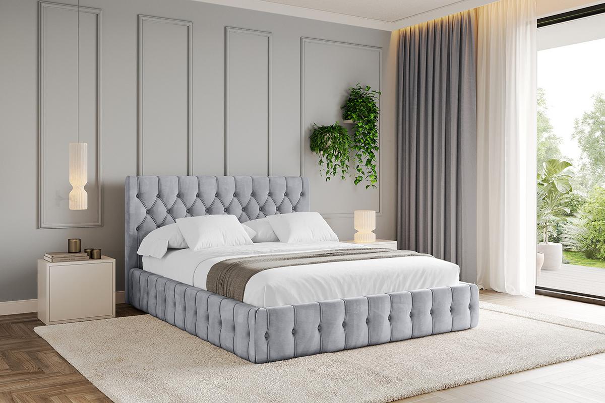 POLSTERBETT mit Bettkasten und Lattenrost, Bett mit Matratze H3/H4 - LARO 180x200 Hellgrau - Hellgrau, Holzwerkstoff/Textil (180/200cm) - ALTDECOR