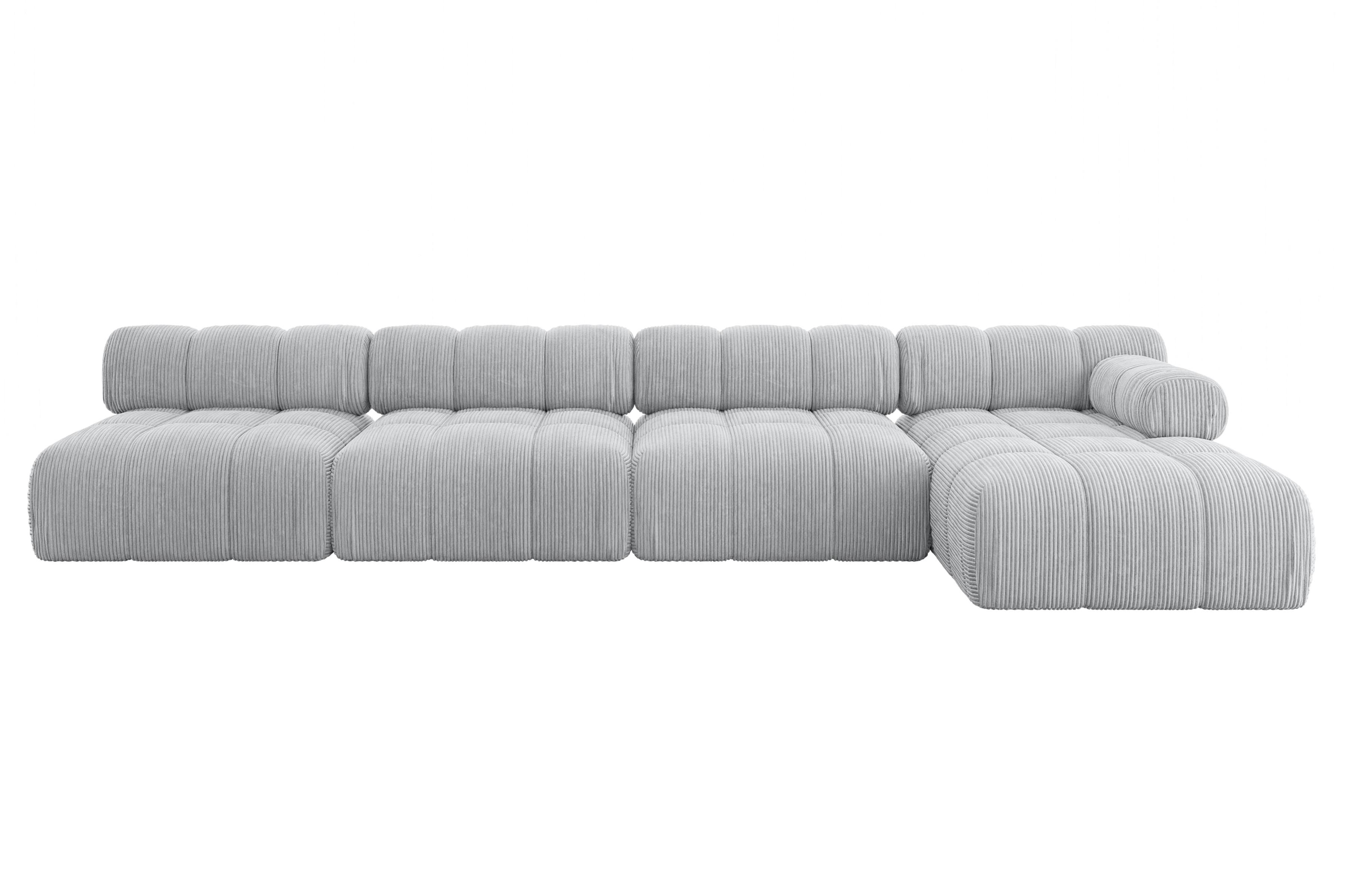ECKSOFA modulares Sofa Razon-L3 - 380x160x70 cm Grau Cord - Grau, Holzwerkstoff/Textil (380/160cm) - ALTDECOR