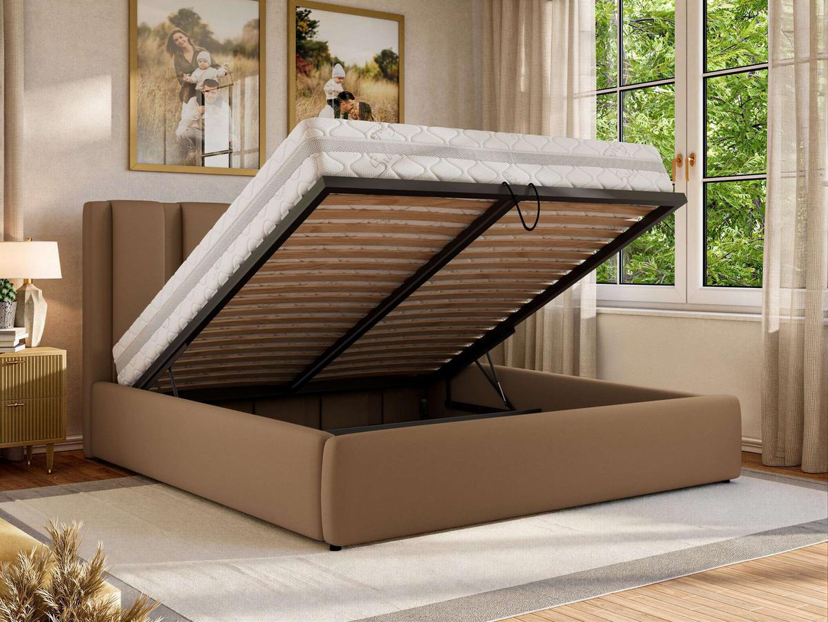 POLSTERBETT SAVINO CLASSIC 160/200 - Braun Kunstleder - Multipocket-Matratze - Braun, Textil (160/200cm) - MKS