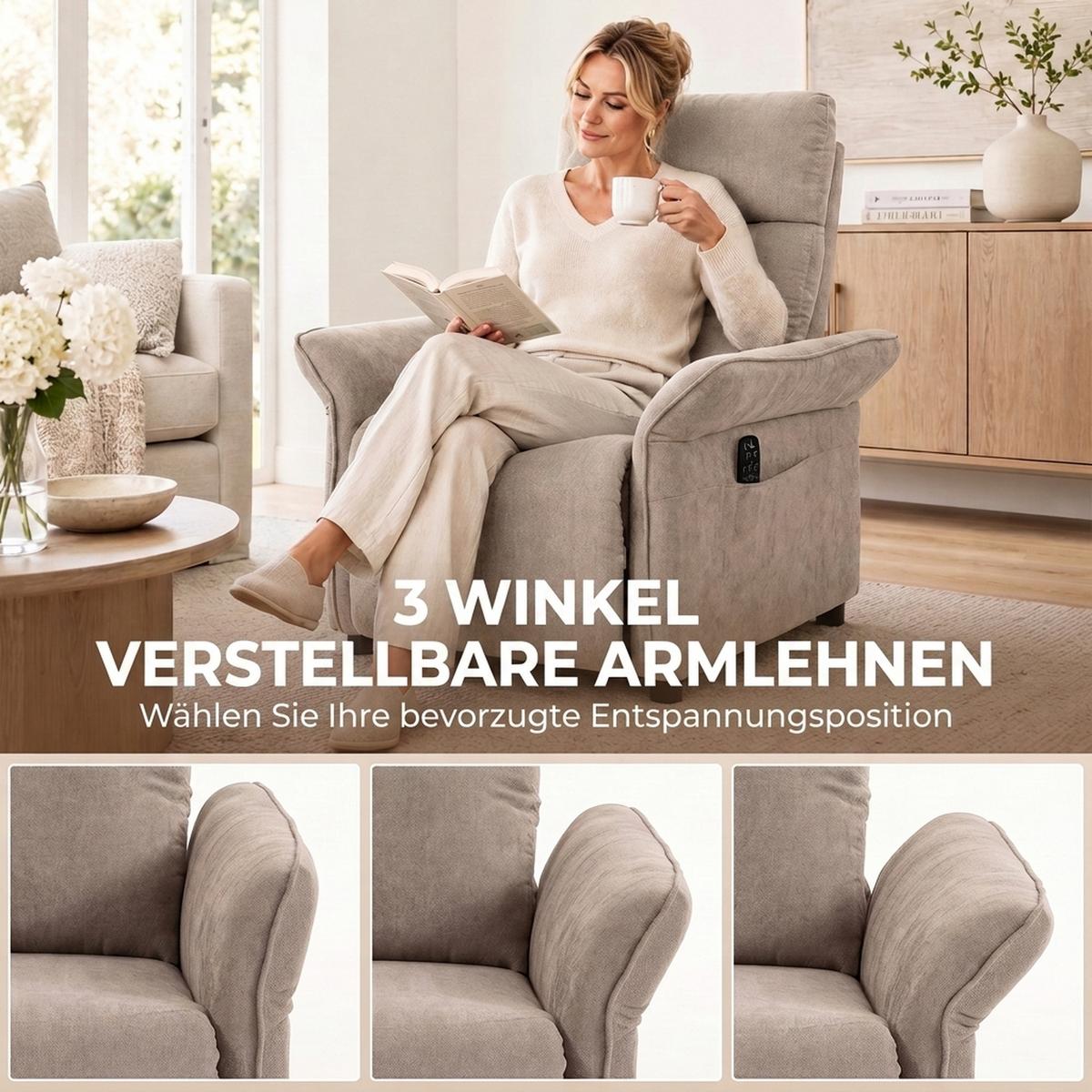 RELAXSESSEL Polyester Braun - Braun, Kunststoff/Textil (74/103/89cm) - HOMCOM