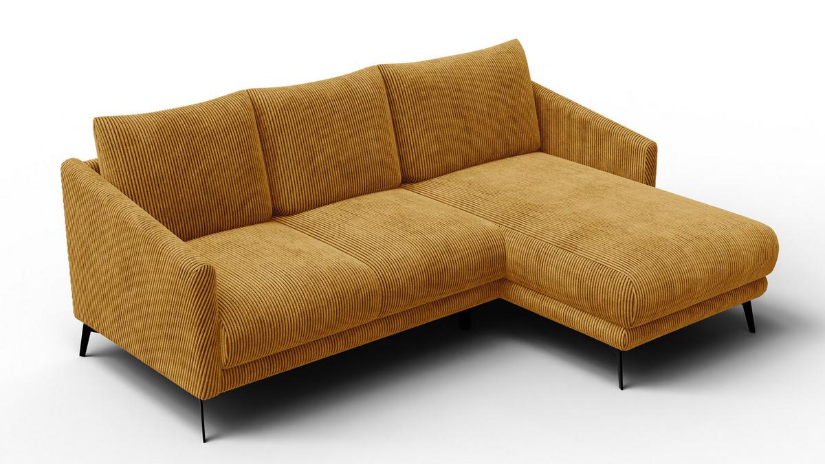 ECKSOFA VILT 3-Sitzer, safran - Gelb/Schwarz, Holzwerkstoff/Textil (221/156cm) - Wozimo