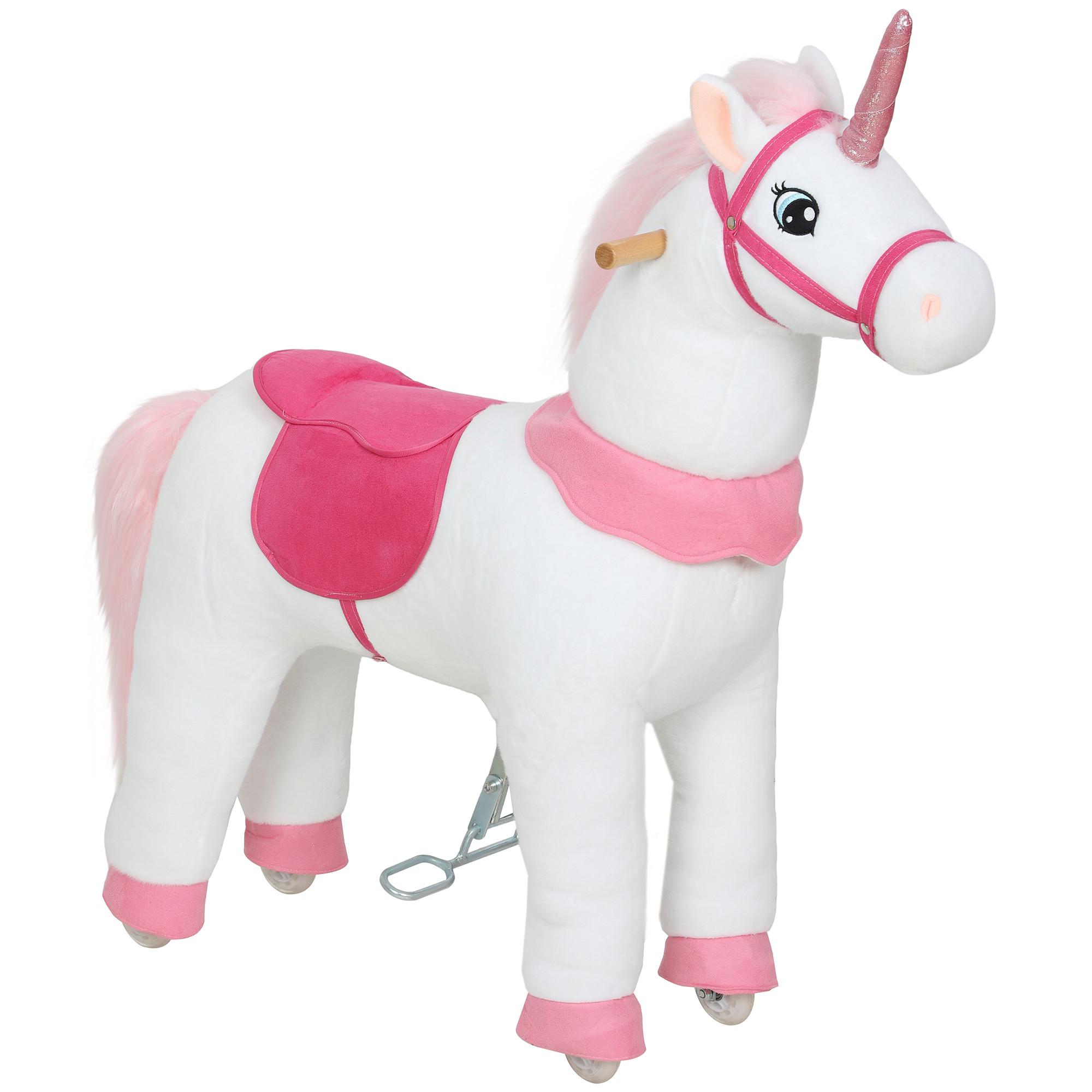 REITPFERD Metall Polyester Weiß Rosa - Multicolor, Textil (36/96/96cm) - AIYAPLAY