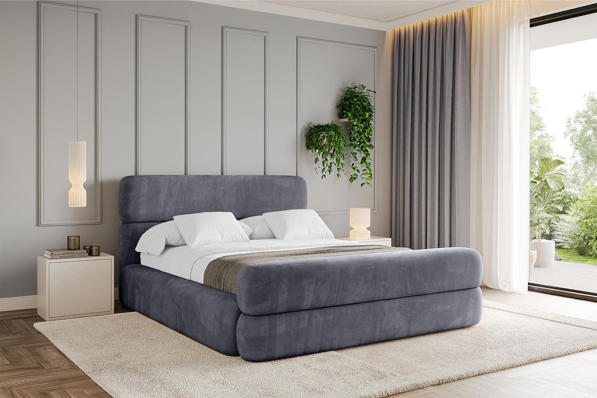 POLSTERBETT mit Bettkasten, Fußteil und Lattenrost, Boxbett ohne Matratze - ENORA-Z 180x200 Dunkelgrau - Dunkelgrau, Holzwerkstoff/Textil (180/200cm) - ALTDECOR