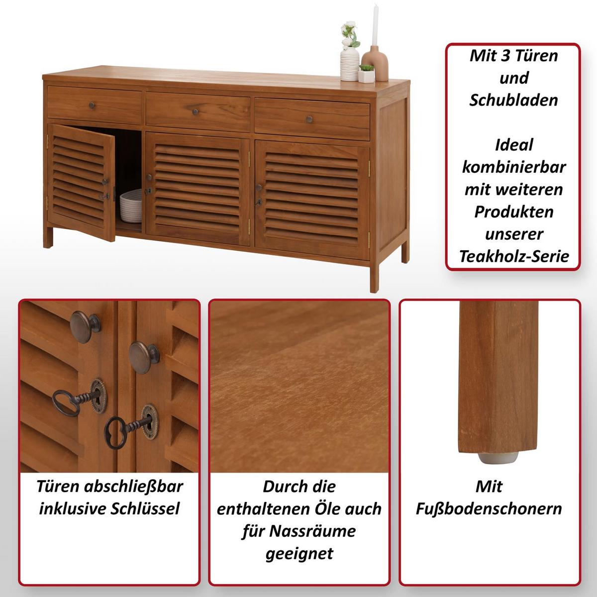 BADEZIMMERKOMMODE Braun - Braun, Holz (155/81/50cm) - MCW
