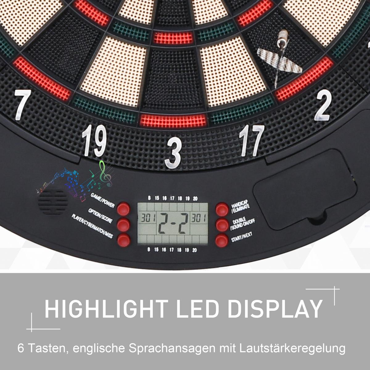 ELEKTRONISCHE Dartscheibe - Schwarz, Kunststoff (44/50cm) - HOMCOM