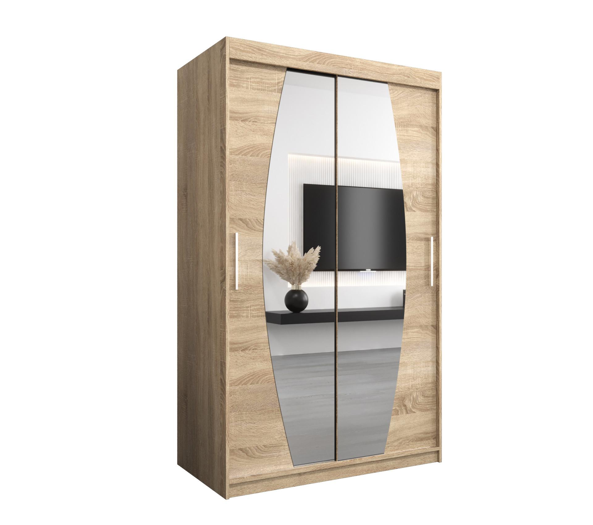SCHWEBETÜRENSCHRANK 200/120/62 2-türig - Silberfarben/Sonoma Eiche, Holz/Kunststoff (120/200/62cm) - MÖBEL KRYSPOL