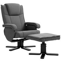 RELAXSESSEL mit Hocker, drehbarer Fernsehsessel mit Liegefunktion, Dunkelgrau - Dunkelgrau, Kunststoff (67/96/87cm) - HOMCOM