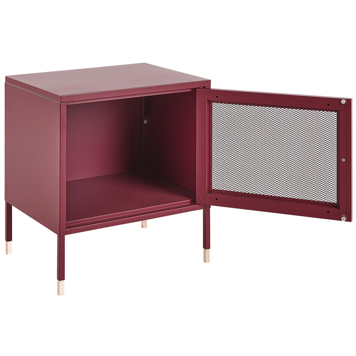 NACHTTISCH Metall dunkelrot 45/35/51 cm Ossett - Rot, Metall (45/51/35cm) - Beliani