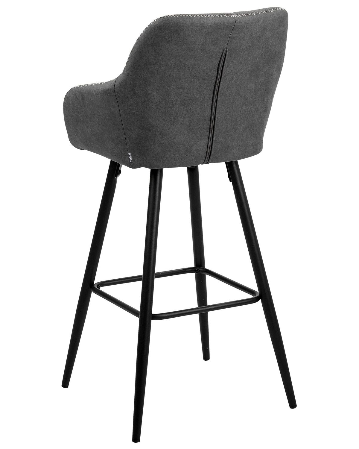 BARSTUHL 2er-Set Polsterbezug Grau Darien - Dunkelgrau/Schwarz, Textil/Metall (44/104/41cm) - Beliani