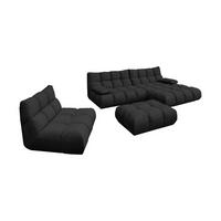 SITZGRUPPE VIVIEN 3ER SET Schwarz Velvet (1er-Set) - Schwarz, Kunststoff/Textil (510/85/359cm) - KAWOLA