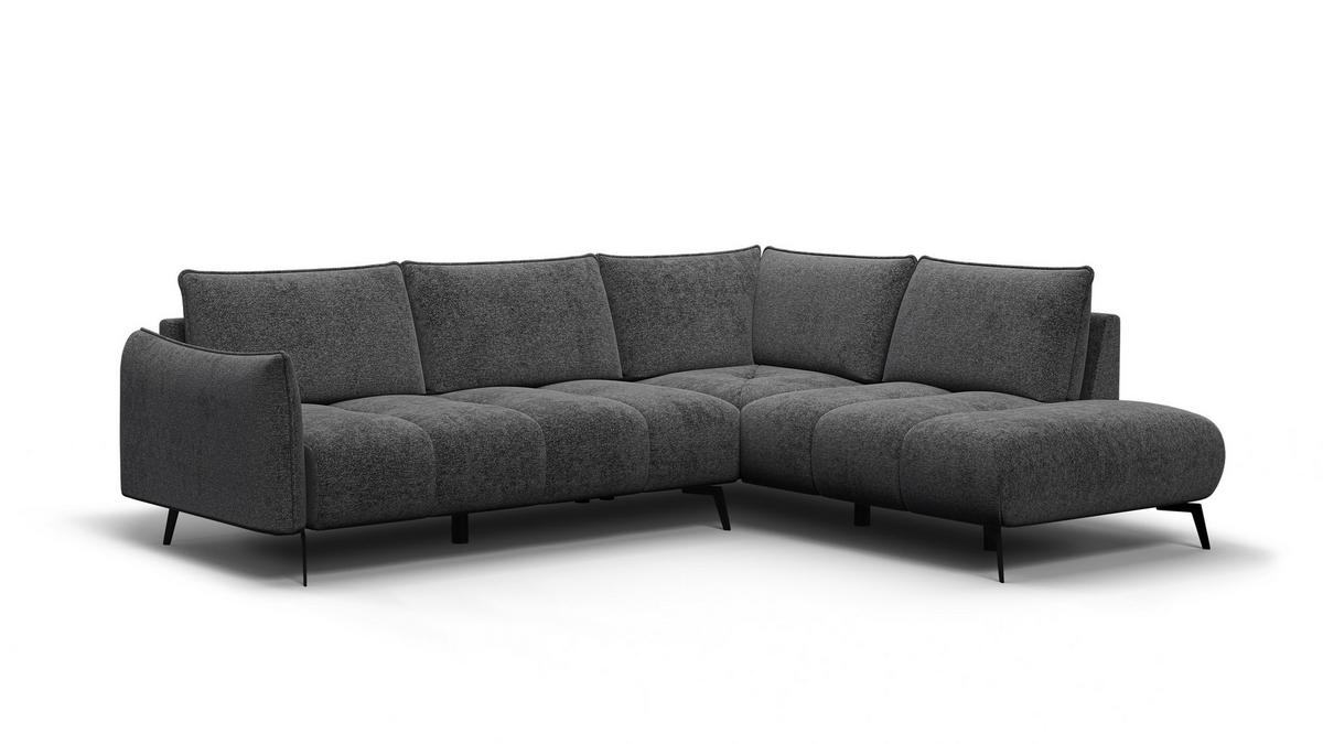 ECKSOFA AERA 5-Sitzer rechts, dunkelgrau - Dunkelgrau/Schwarz, Holz/Textil (268/206cm) - Wozimo