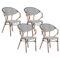 GARTENSTUHL 4er-Set Dunkelbraun Caspri - Dunkelbraun/Schwarz, Kunststoff (57/80/55cm) - Beliani