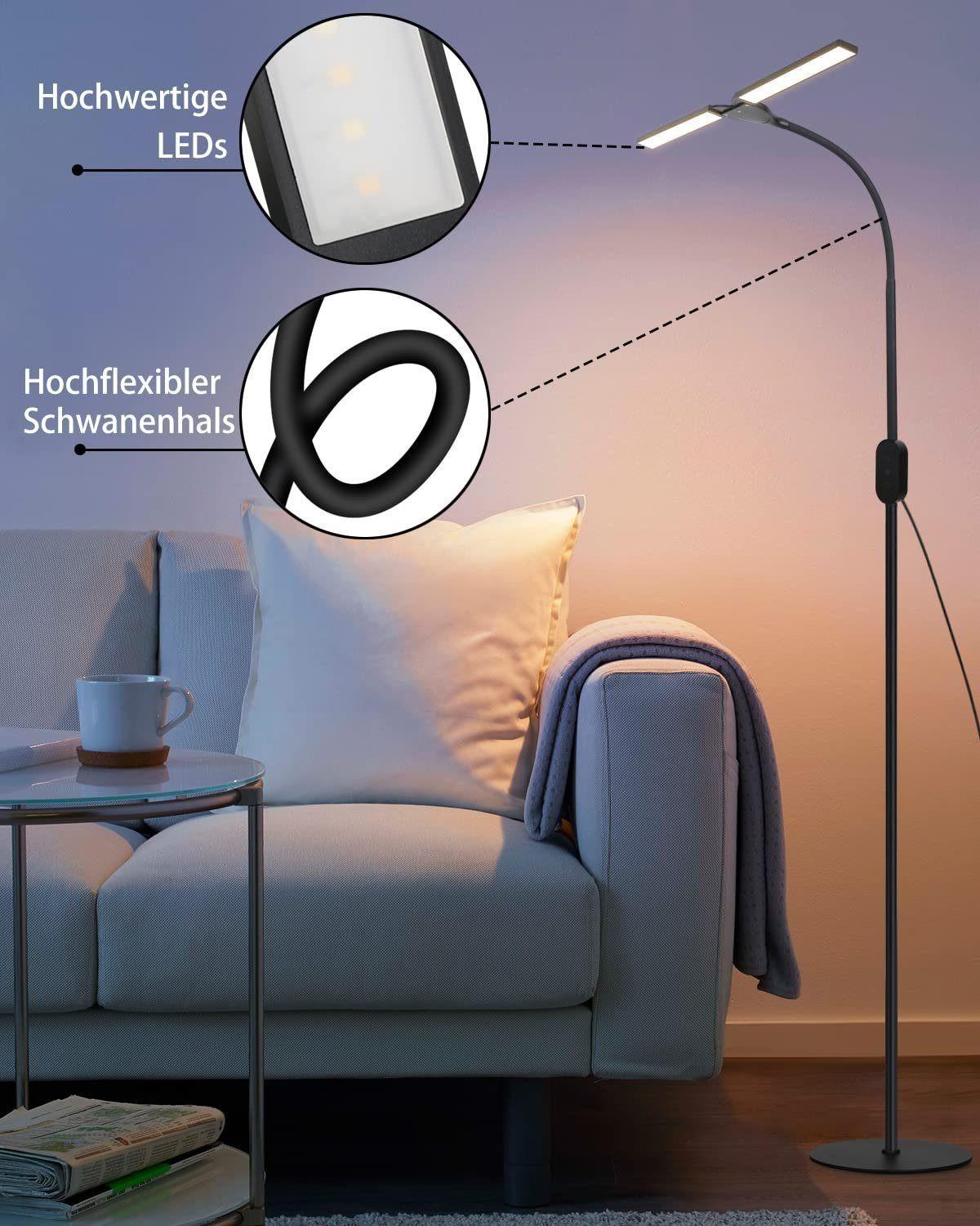 LED STEHLAMPE Luminar 44/22/158 cm - Schwarz, Metall (44/22/158cm) - ZMH