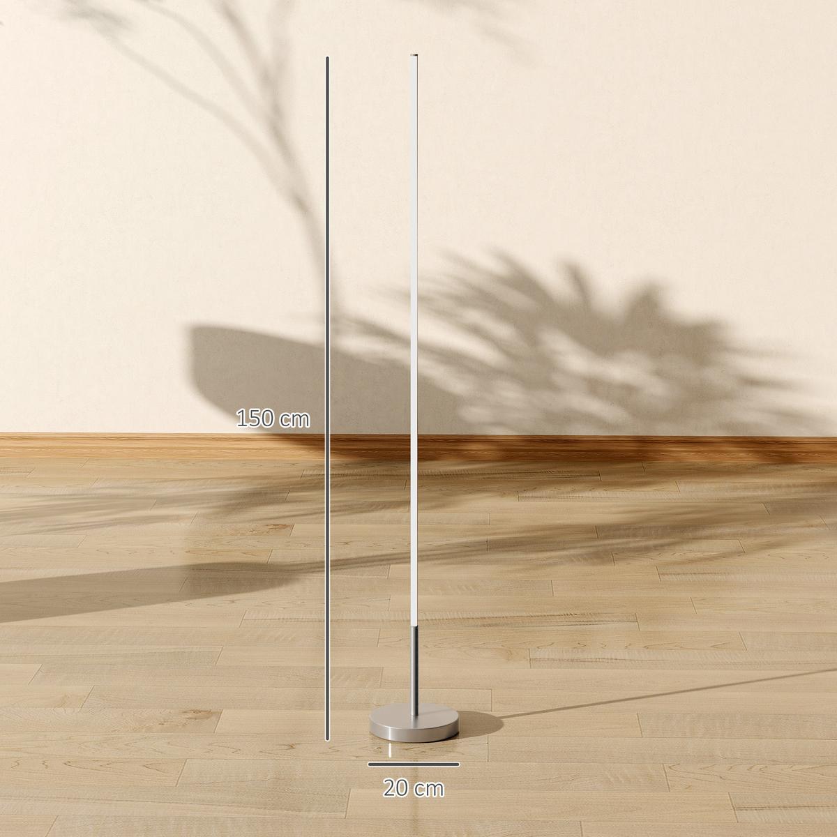 STEH-LAMPE Stahl Aluminium Silber - Silberfarben, Metall (20/20/150cm) - HOMCOM