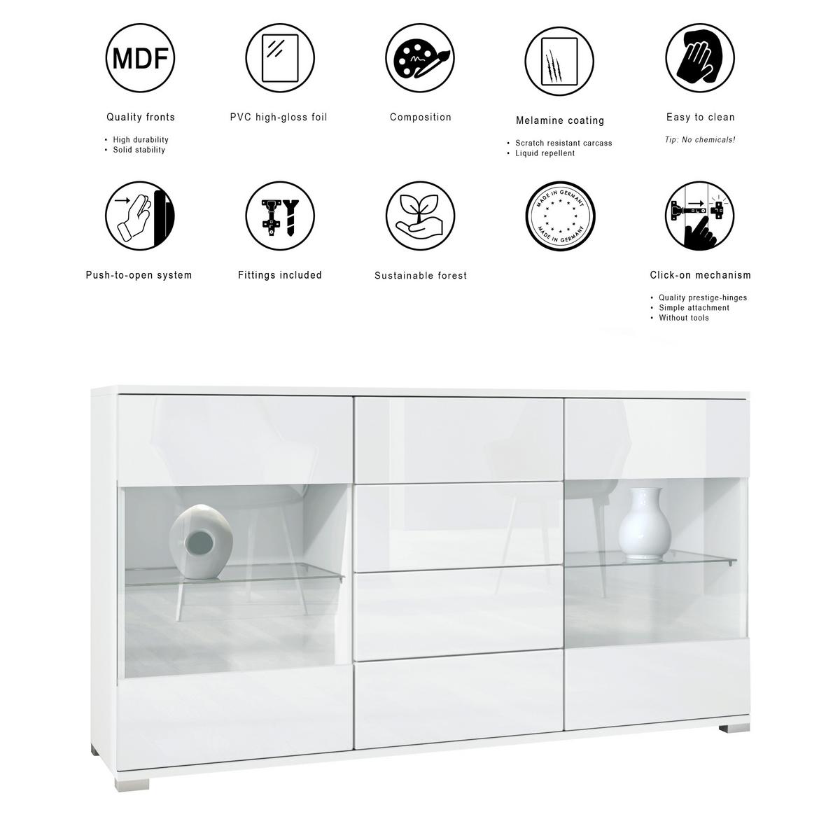 SIDEBOARD Bari Eiche sägerau - Eiche San Remo, Holzwerkstoff (138.5/75.5/35cm) - Vladon