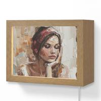 WANDLEUCHTE Frau - Lackierung - Porträt - Modern 20x15 cm - Braun, Holzwerkstoff (20/15/8cm) - OnlyWow