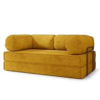 BETTSOFA ALVIO aus Schaumstoff Kordstoff Gelb Schlaffunktion - Gelb, Textil (170/68/80cm) - MASSENO