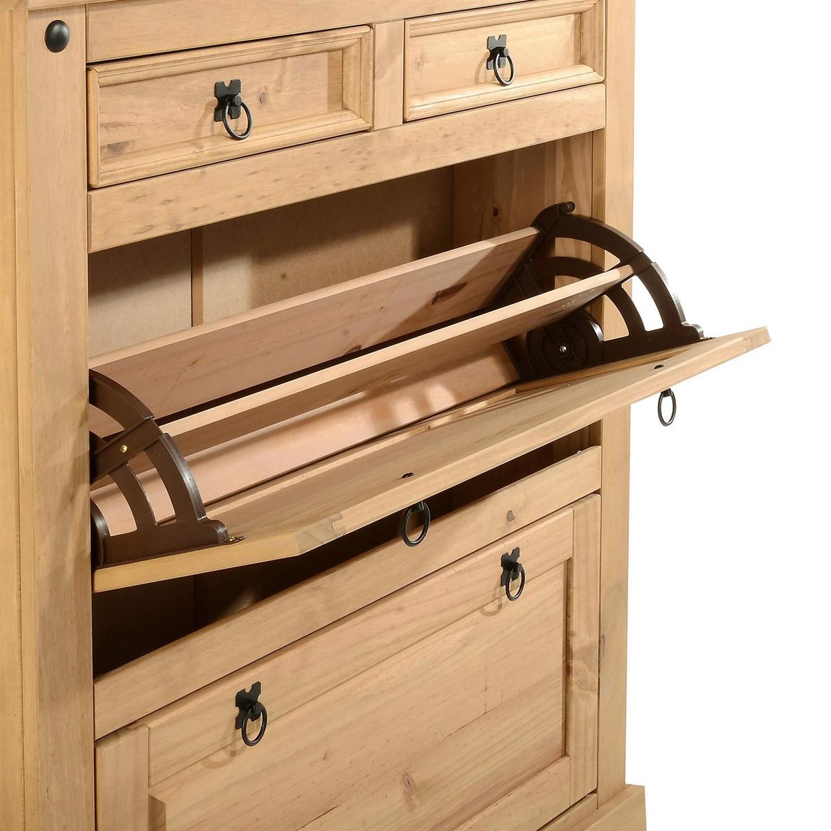MEXIKO MÖBEL SCHUHSCHRANK TEQUILA - Kieferfarben, Holz (100/110/26cm) - IDIMEX
