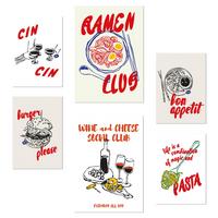 POSTER Set Mit 6 Von Lebensmitteln & Pop Art Ramen & Pasta A3 & A4 Rahmenlos - Klar, Papier (29/3cm) - Nacnic