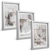 BILDER SET 3er Set - 20x30 cm Silberner Rahmen - Graue Holzmaserungsmuster - Silberfarben, Kunststoff (20/30cm) - TULUP