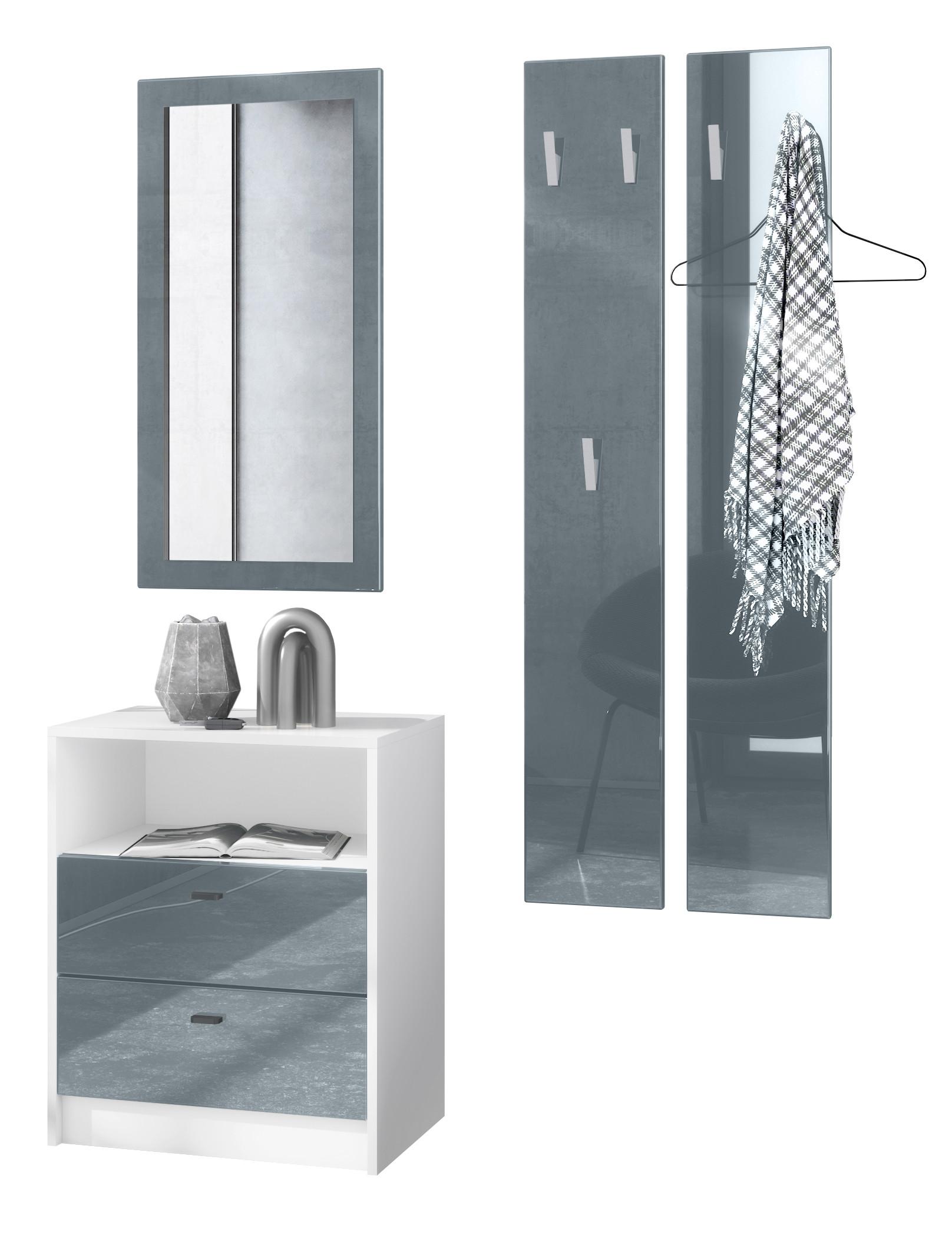GARDEROBE Pino Grau Hochglanz - Grau, Holzwerkstoff (130/185/36cm) - Vladon