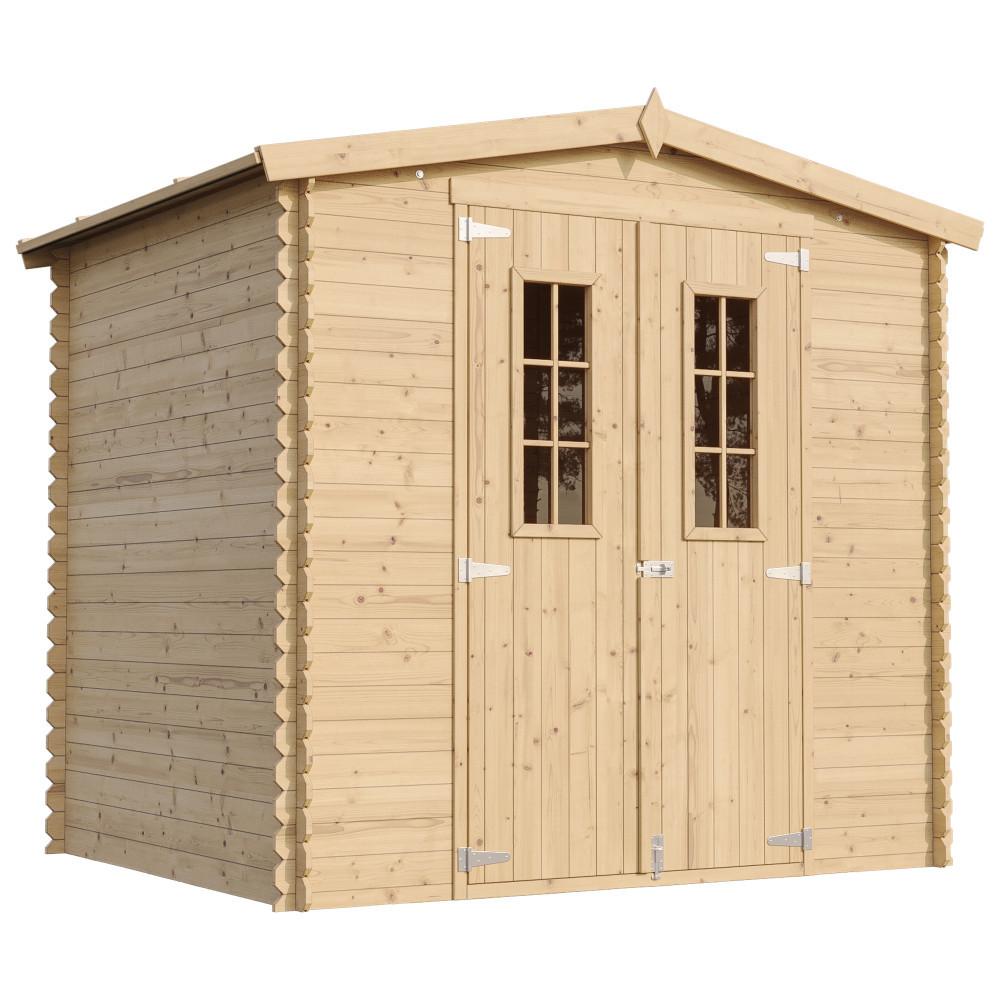 HOLZHAUS GARTENHAUS mit imprägniertem BodenB236xL226xH218 cm/ 4.33 m2 - M369C+M369G - Beige, Holz (220/224/226cm) - Timbela