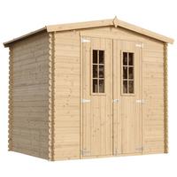 HOLZHAUS GARTENHAUS mit imprägniertem BodenB236xL226xH218 cm/ 4.33 m2 - M369C+M369G - Beige, Holz (220/224/226cm) - Timbela