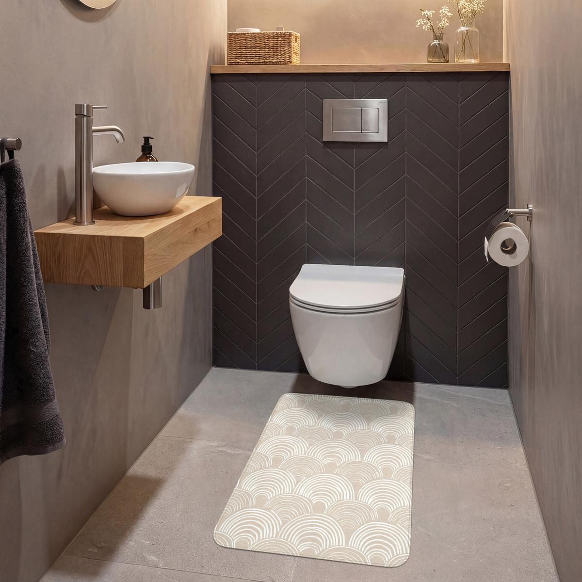 WC-VORLEGER Wellen - Textur - Beige WC Teppich 50x80 cm - Kaschmir, Textil (50/1cm) - OnlyWow