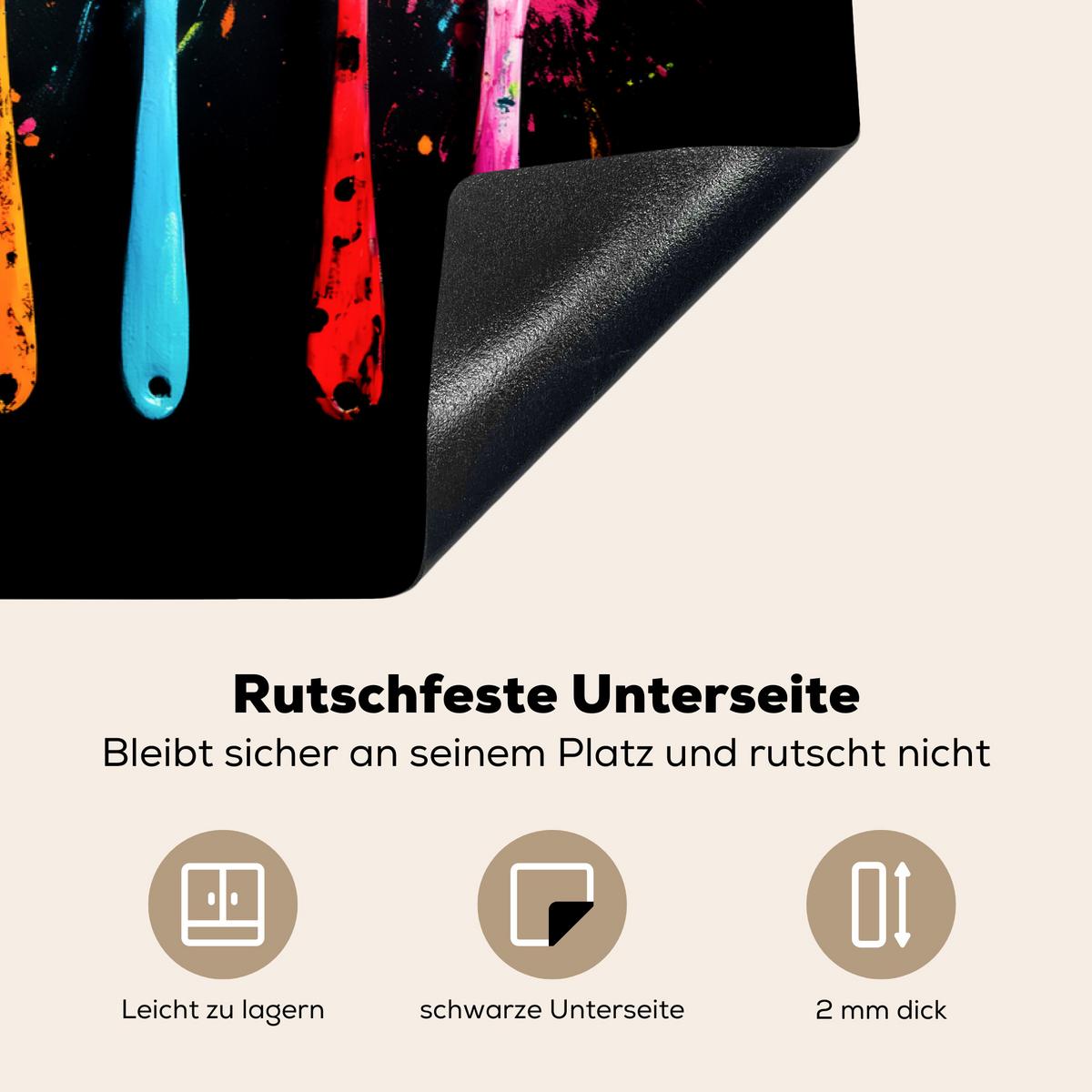 HERDABDECKPLATTE Löffel - Gewürze - Modern - Graffiti - Farbe - Farbenfroh Induktionsmatte 77x51 cm - Multicolor, Kunststoff (77/51/0.2cm) - MuchoWow