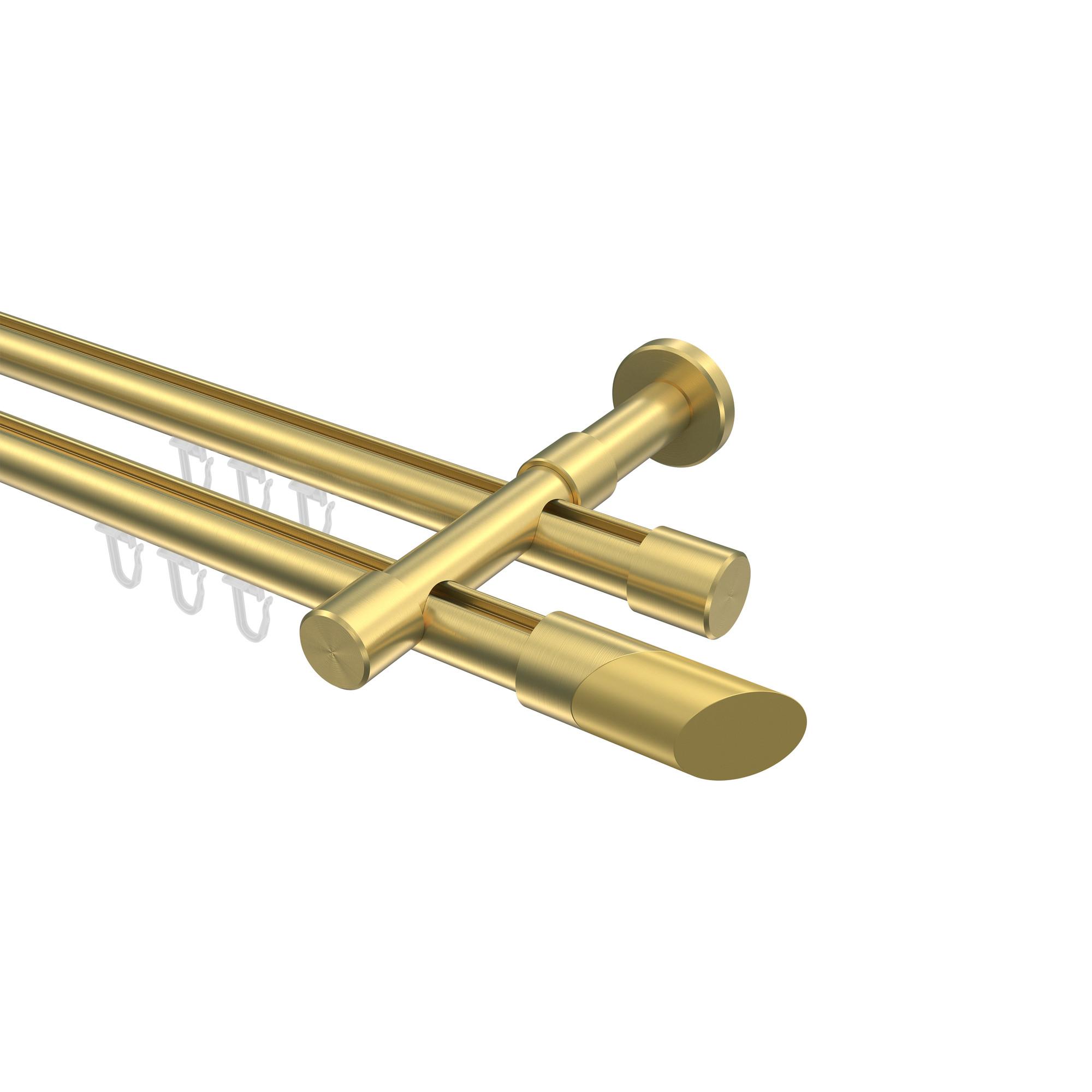 GARDINENSTANGE INNENLAUF Prestige Verano 520 cm (geteilt in 4 x 130 cm), 2-läufig, 20 mm Ø Messing-Optik - Messingfarben/Goldfarben, Metall (520cm) - INTERDECO