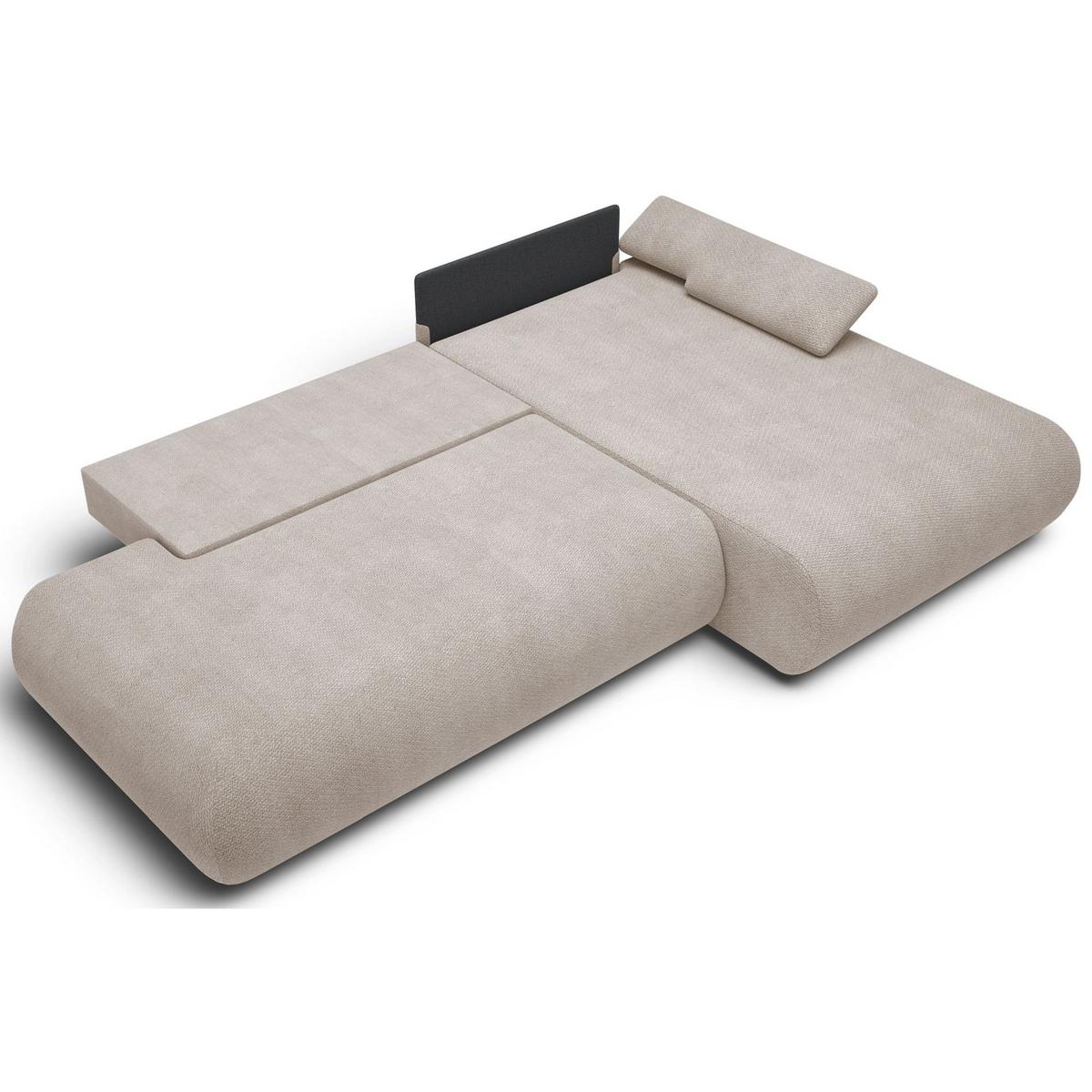 ECKSOFA Armone Hellbeige Chenille - Ecru/Schwarz, Kunststoff/Textil (173.5/286cm) - Selsey
