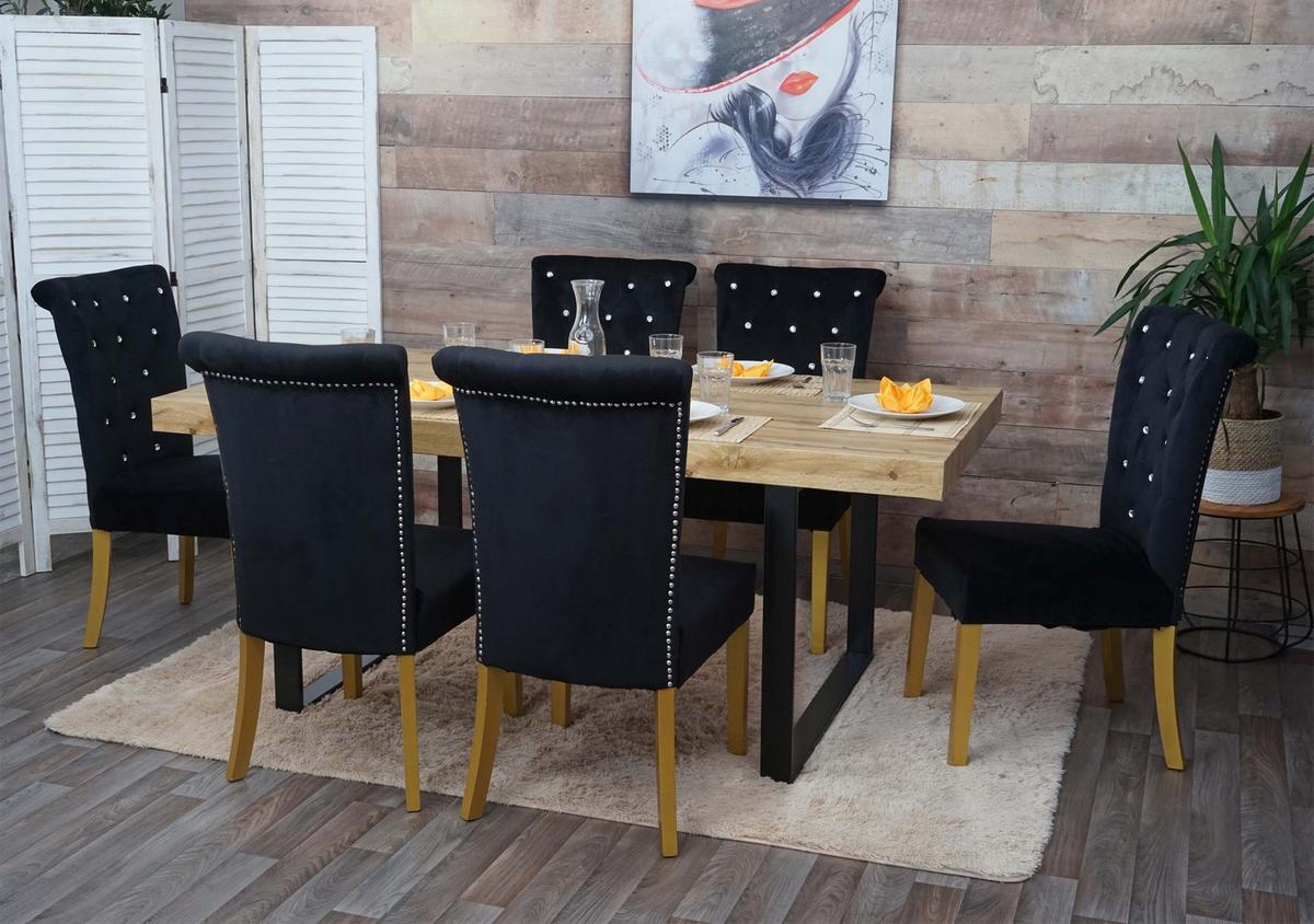 ESSZIMMERSTUHL Schwarz, Gold 6er-Set - Goldfarben/Schwarz, Textil (51/100/64cm) - MCW