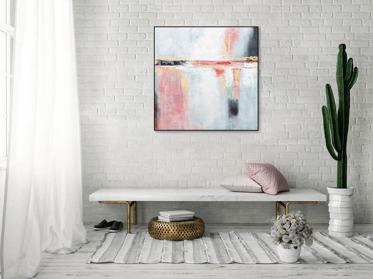 ACRYLBILD HANDGEMALT 80/80 cm - Pink, Holz/Textil (80/80cm) - KUNSTLOFT