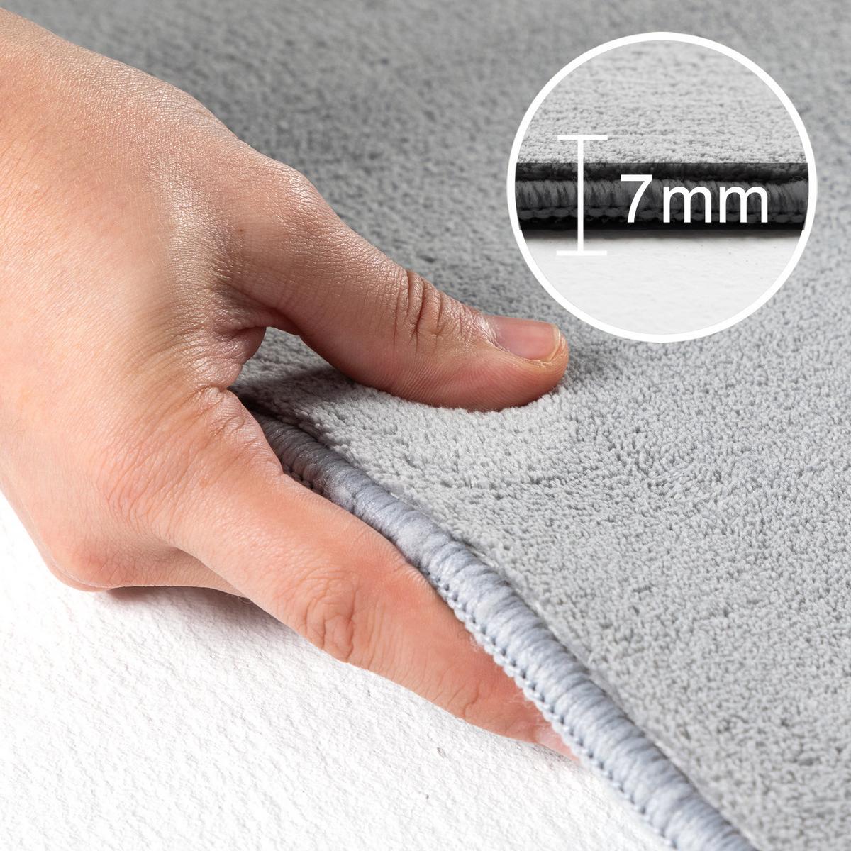 TEPPICH Kurzflor Waschbar LECH in Silber, einfarbig, 80 x 150 cm - Silberfarben, Textil (150/80cm) - KADIMA DESIGN