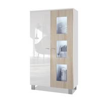 VITRINE Denjo Tür in Eiche sägerau - Eiche San Remo, Holzwerkstoff (71/129/35cm) - Vladon