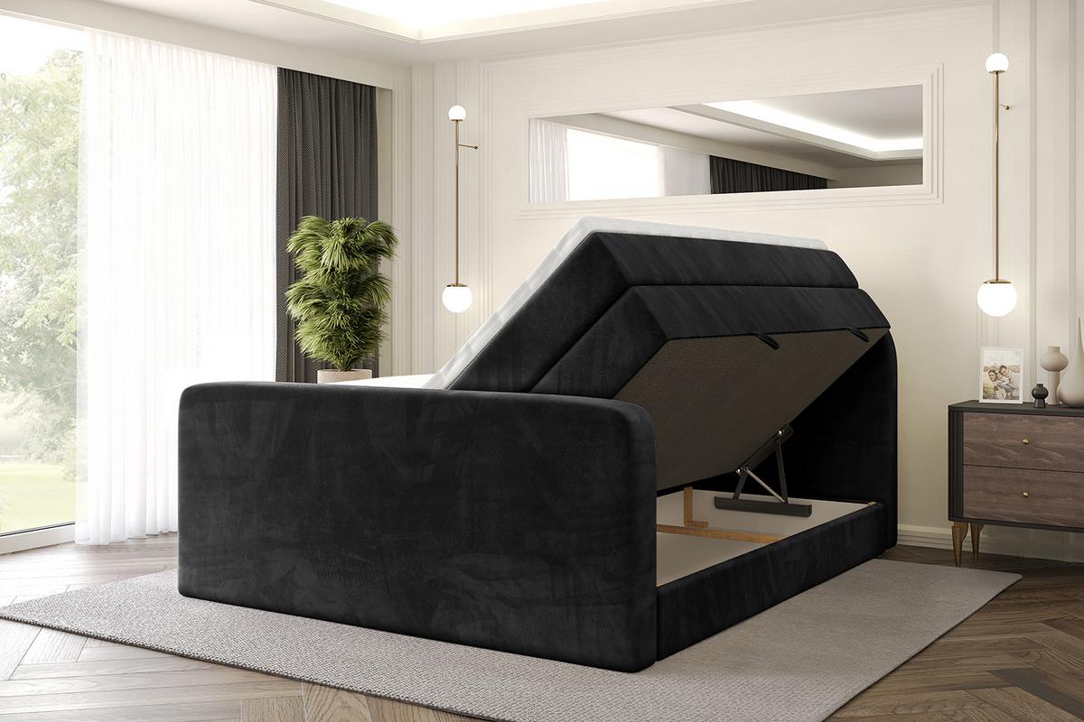 BOXSPRINGBETT mit Matratze und Lattenrost - NOX-Z KING-200x200 - Schwarz Casablanca - Schwarz, Holzwerkstoff (200/200cm) - ALTDECOR