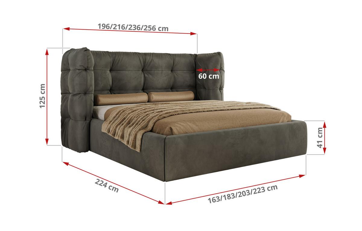 POLSTERBETT FLONELLE CLASSIC 140/200 - Dunkelgrau Velvet - Schaum-Matratze - Dunkelgrau, Textil (140/200cm) - MKS