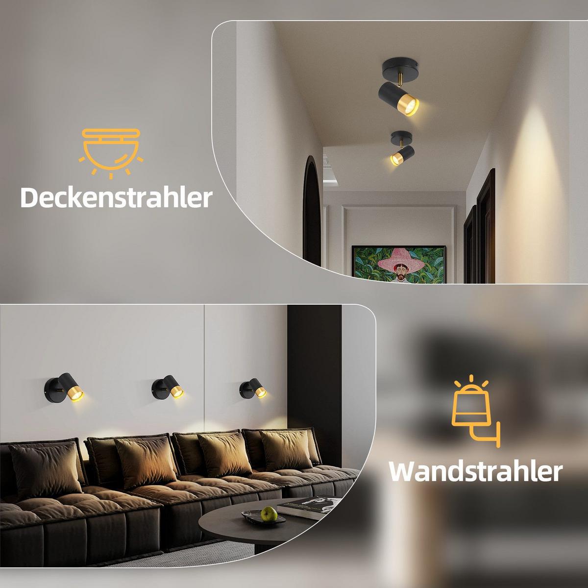 DECKENSTRAHLER Schwerin 1-flammig 10/10/17 cm - Schwarz, Metall (10/10/17cm) - Nettlife