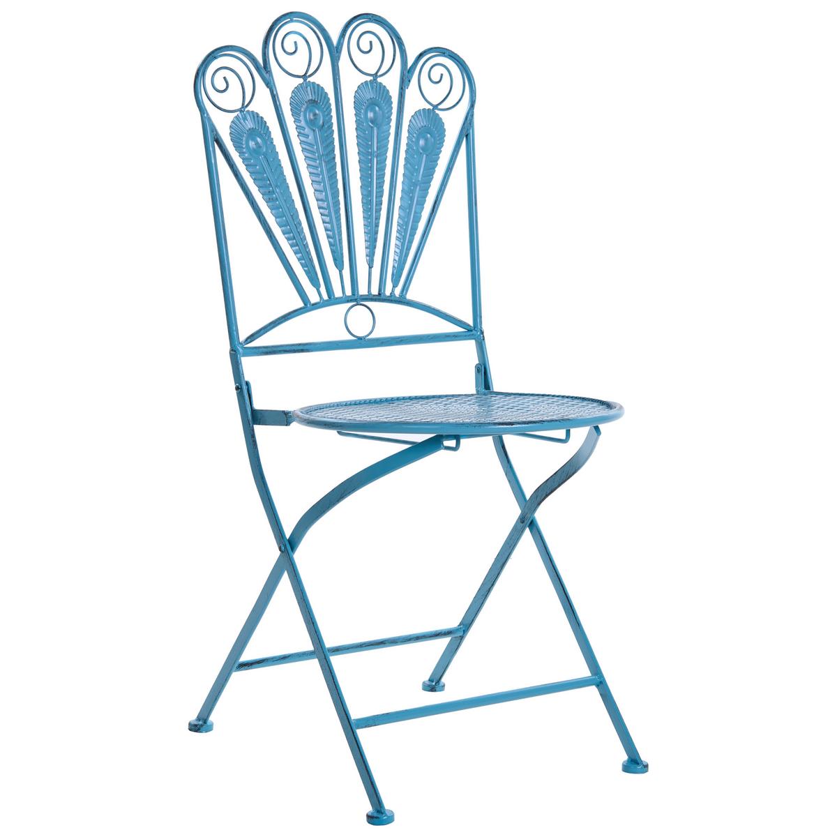 GARTENSTUHL 2er-Set klappbar Metall Blau Pavia - Blau, Metall (40/91/47cm) - Beliani