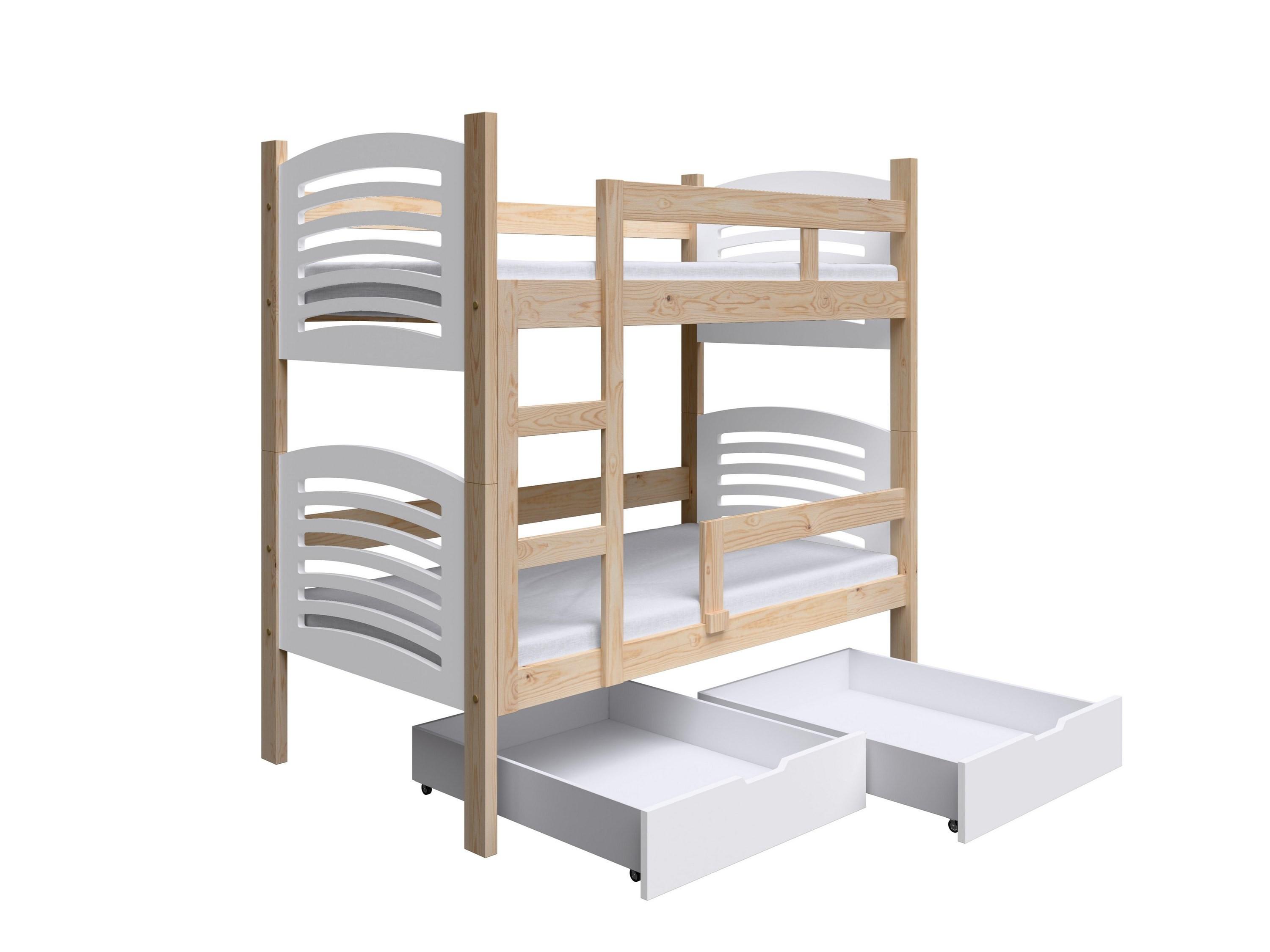ETAGENBETT OHANA mit Bettkasten 75x160 cm Kieferfarben - Weiß/Kieferfarben, Holz (75/160cm) - MASSENO