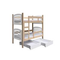 ETAGENBETT OHANA mit Bettkasten 75x160 cm Kieferfarben - Weiß/Kieferfarben, Holz (75/160cm) - MASSENO
