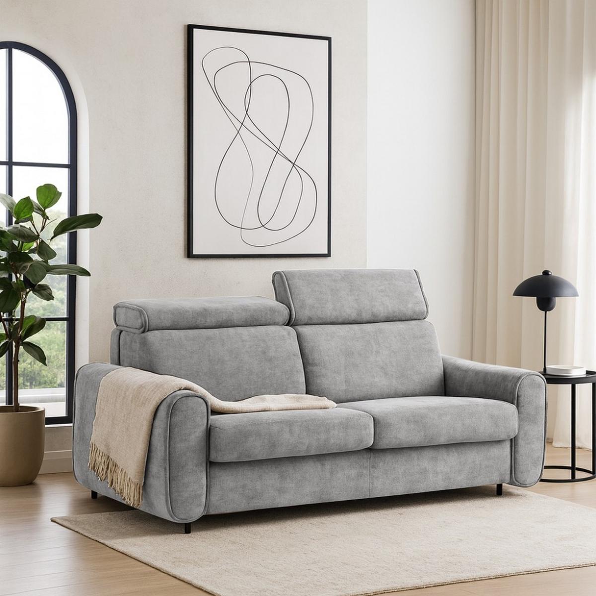 SCHLAFSOFA Pavarti mit italienischem Gestell, 140x195, Grau - Schwarz/Grau, Holzwerkstoff/Textil (194/88/100cm) - Beautysofa