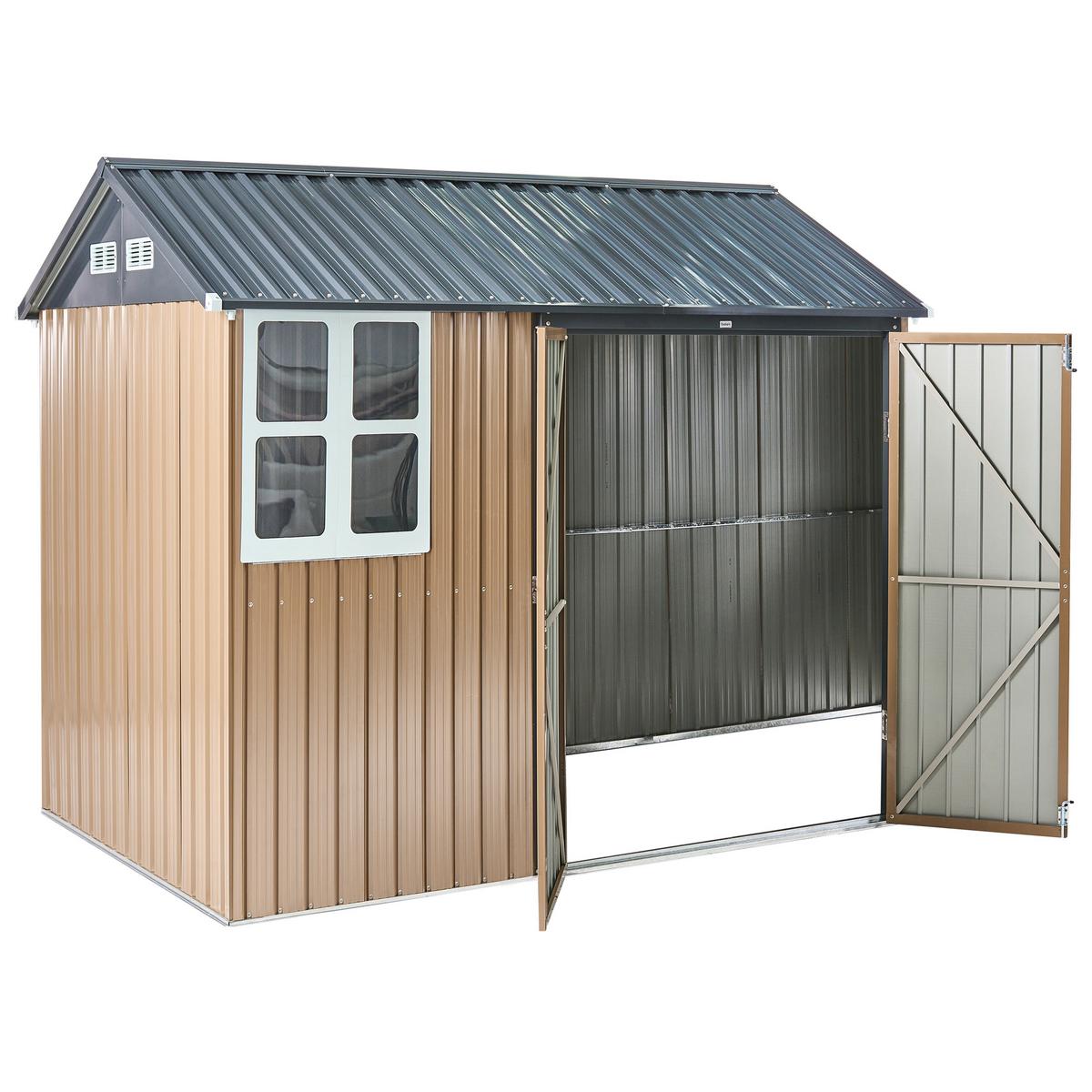 GERÄTEHAUS 248 cm 161 cm Braun Nocciano - Dunkelgrau/Braun, Metall (248/218/161cm) - Beliani