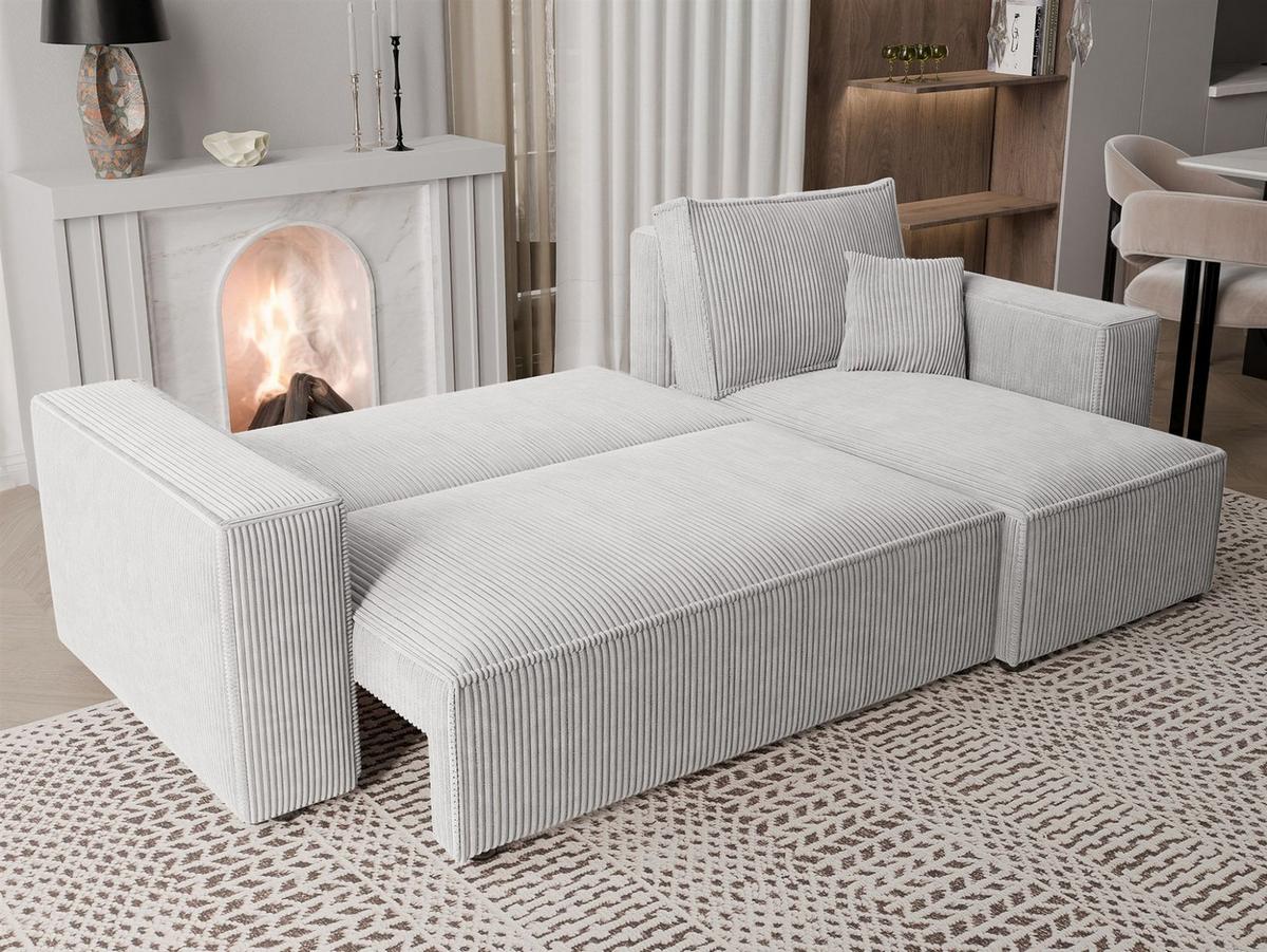 ECKSOFA Adara Mit Schlaffunktion - Hellgrau, Holzwerkstoff/Textil (145/244cm) - Fun Möbel