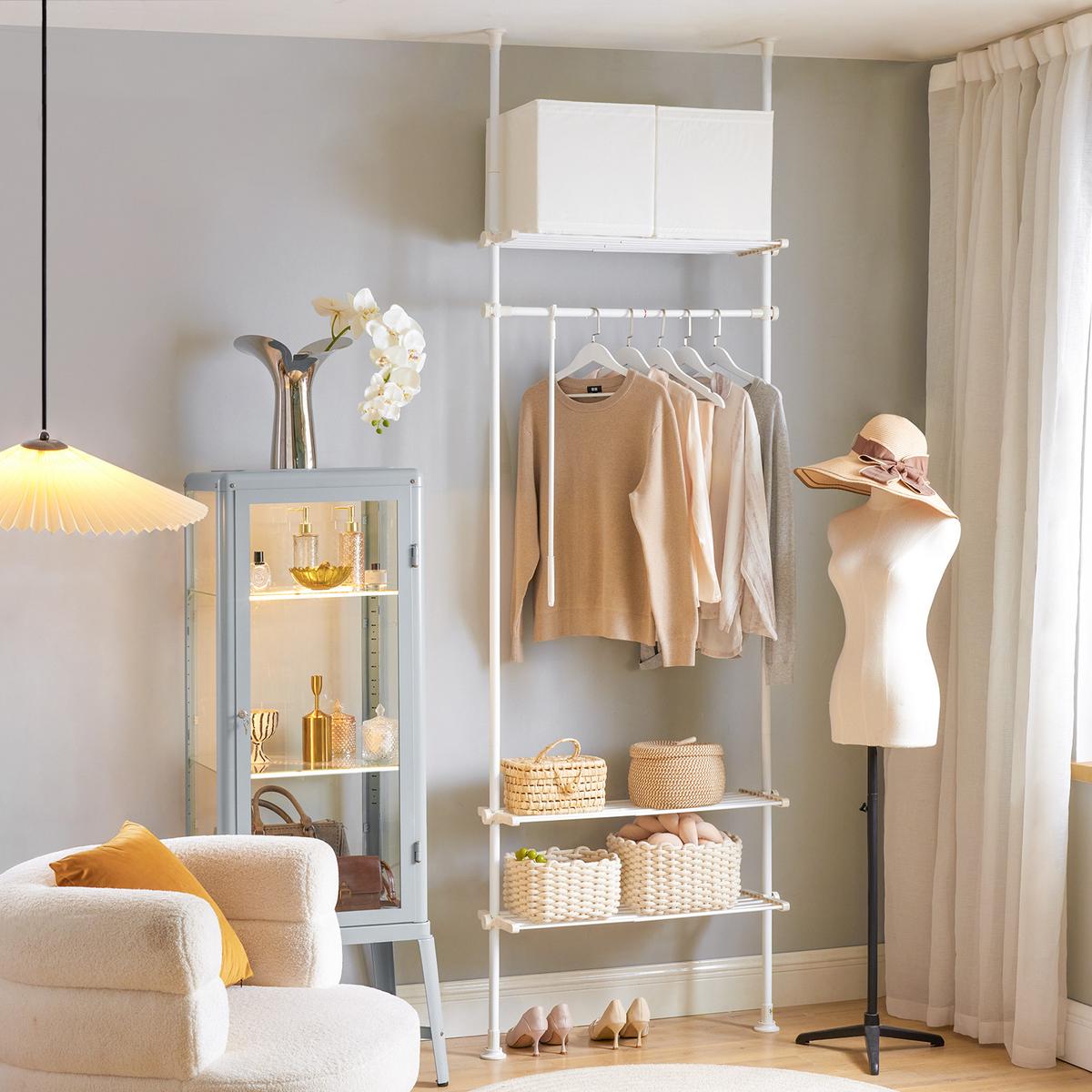 TELESKOP GARDEROBEN SYSTEM Weiß - Weiß, Kunststoff (80/295/2cm) - SoBuy