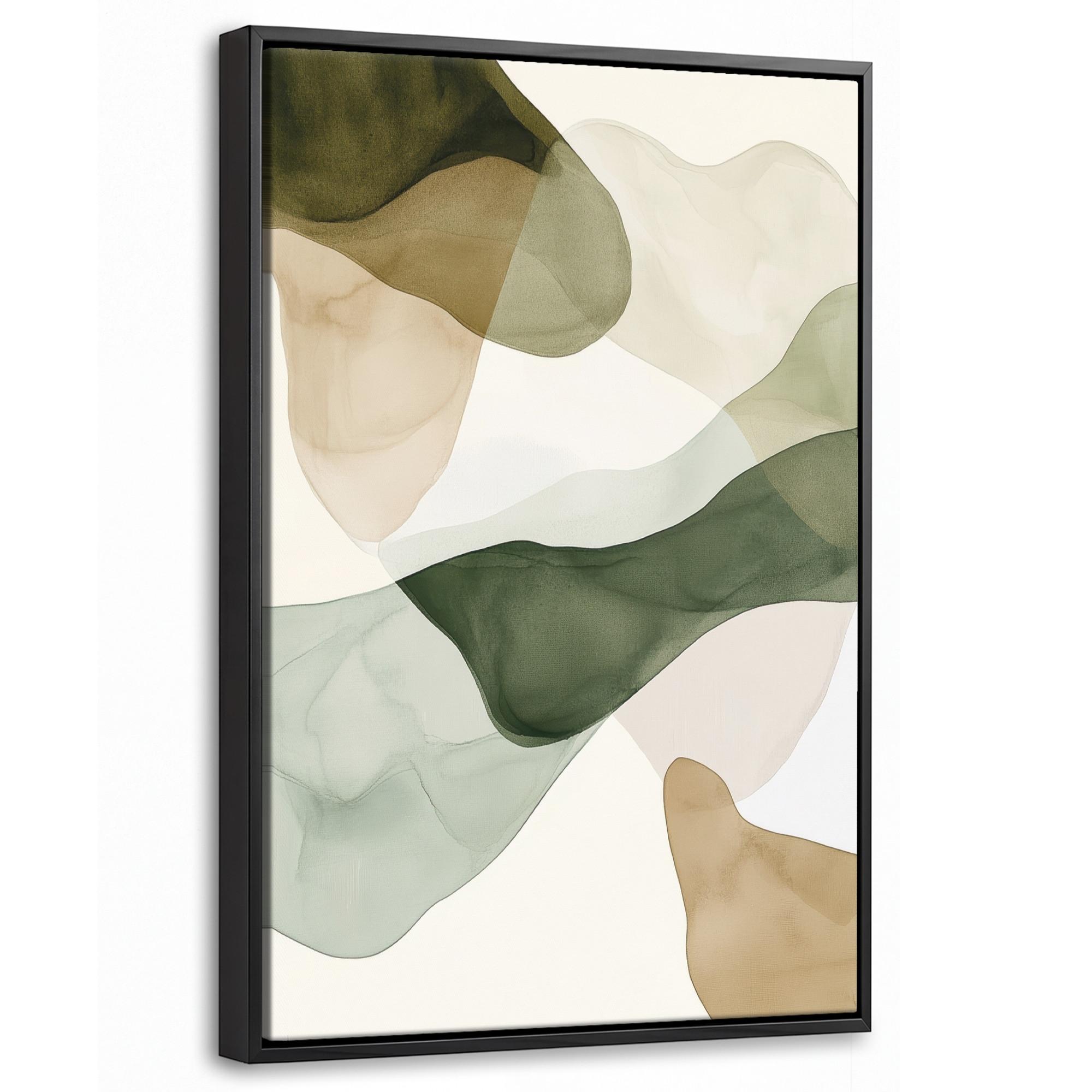 LEINWAND Bilder mit Rahmen - Japandi - Abstrakt - Grün - 20x30 - Salbeigrün, Textil (20/30cm) - MuchoWow